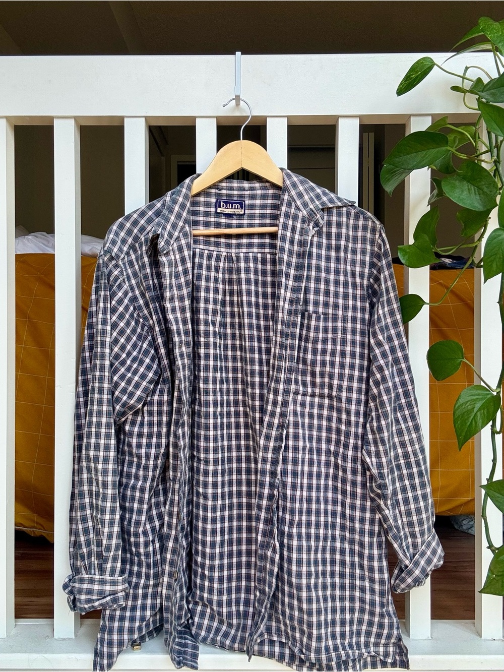 B.U.M Equipment Navy and White Plaid Button-Down Shirt